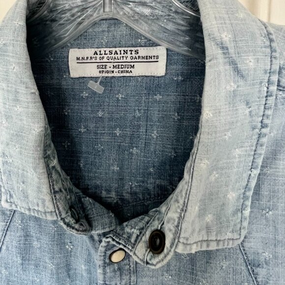 All SAINTS Denim Rock Star Western Shirt with Pearl Snaps - Picture 5 of 8